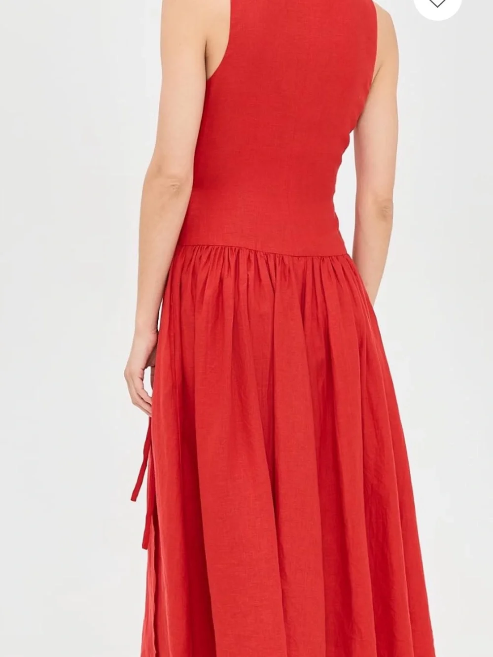 Apiece Apart Red Linen Sleeveless V-Neck Wrap Maxi Dress